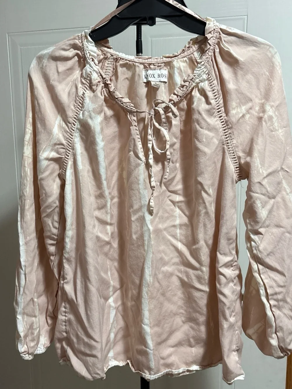 Knox Rose Blush Pink Tie-Neck Ruffle Blouse